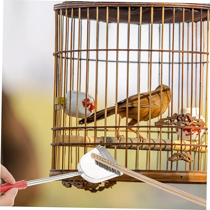 2pcs Set Birdcage Brush Rabbit Parrot Poop Tool Pet Birds Cage Supply Parrot Bird Cage Cleaning Brush Cages Feeder Parrot Cage Accessory Pigeon Stainless Steel