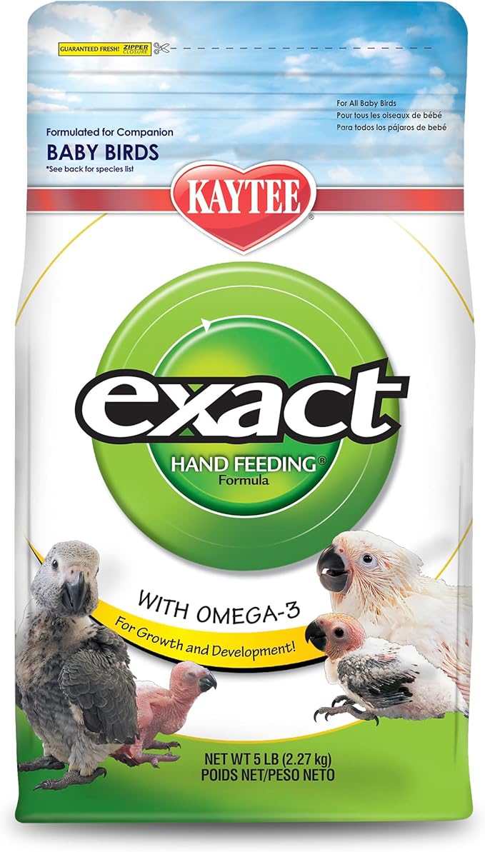 Kaytee Exact Hand Feeding Pet Bird Baby Food For Parrots, Parakeets, Lovebirds, Cockatiels, Conures, Cockatoos, and Macaws, 5 Pound
