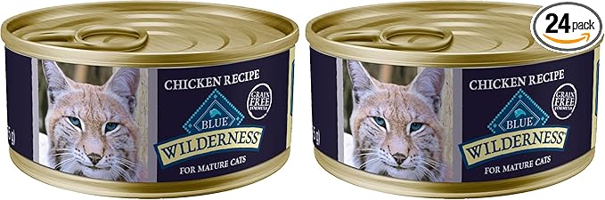 Blue Buffalo Wilderness High-Protein Grain-Free Wet Food for Adult Cats 7+,Chicken Recipe,5.5-oz.,24-Count,(Pack of 24)