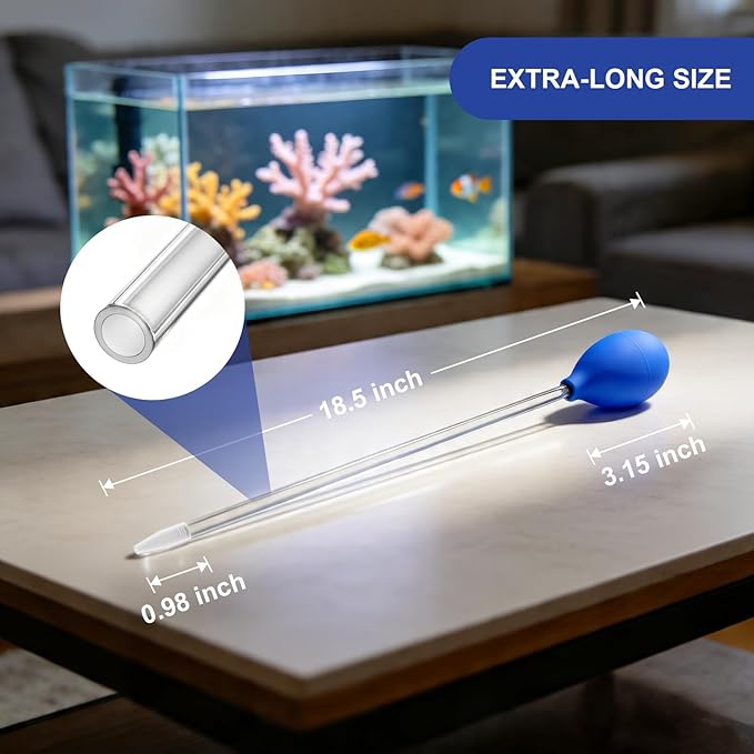 4 Pcs 18.5" Long Coral Food Feeder Pipette – Aquarium Cleaning Tools & Spot Feeding Tube for Fish Tank Marine Reef, Long Syringe for Aquatic Plant Spider Snake Lizard Axolotl Accessories (4)