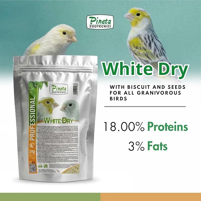 PINETA White Dry Bird Food 1 Kg - Finch Food, Nutrient-Rich Blend Bird Seed for Finches and Small Birds, Support Daily Energy, Balanced Growth Diet & Healthy Food