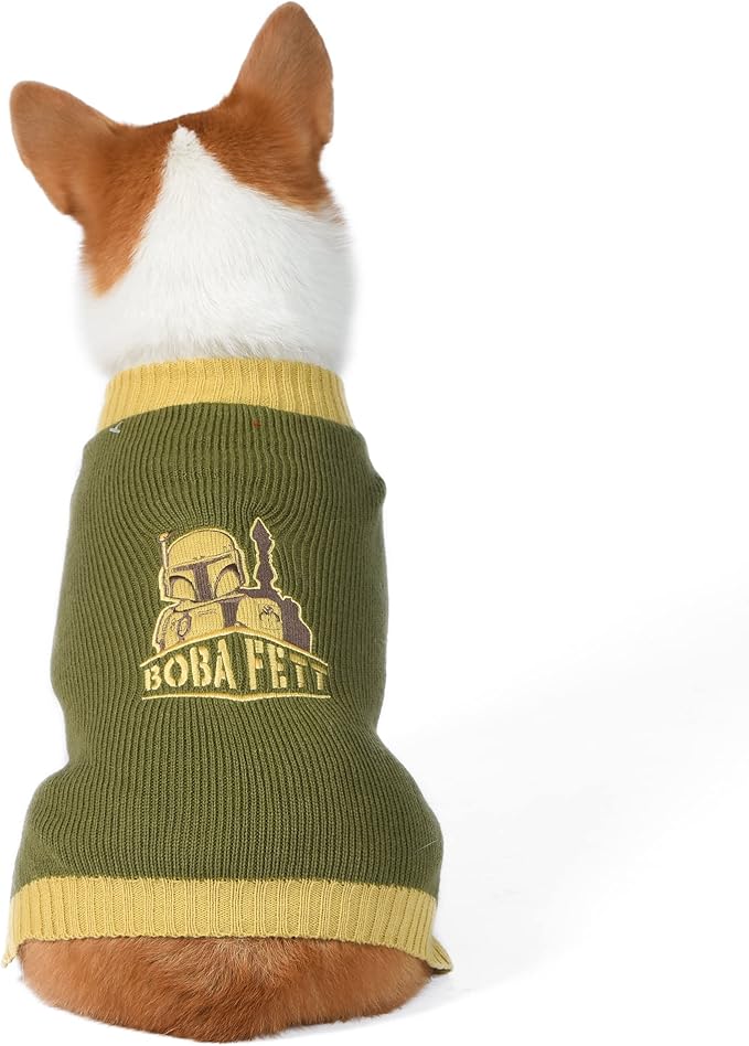 STAR WARS Boba Fett Dog Sweater, Small (S) | Dog Sweater, Pet Apparel | Gifts for Star Wars Fans, Green
