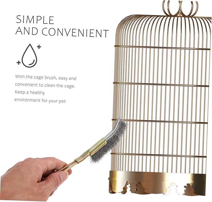 2pcs Handle Bird Cage Cleaning Brush Copper Wire Brush for Easy Daily Maintenance of Parrot Cages and Accessories