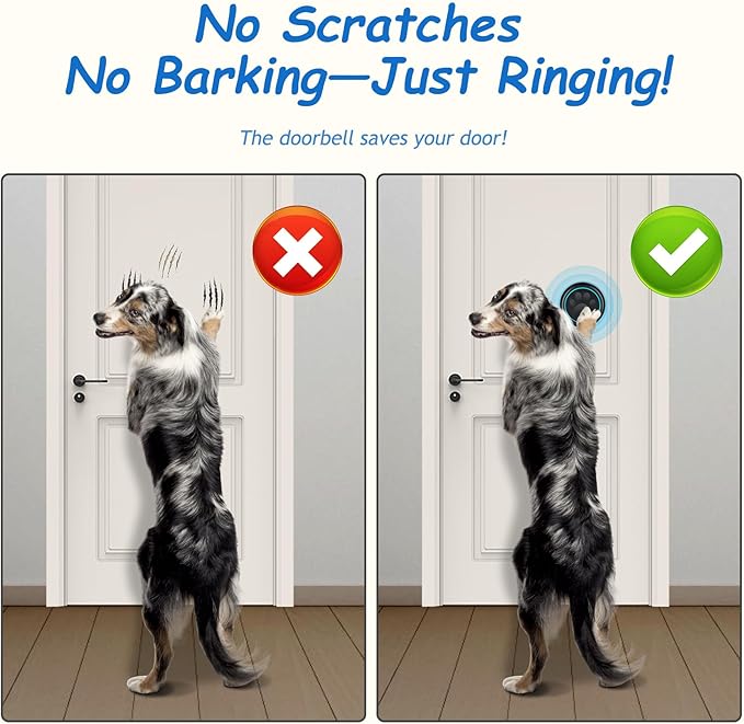 Soft Ring Blk Dog Bells to Go Outside - Wireless Dog Door Bell with 1000ft Range, 60 Melodies, LED, Waterproof Potty Training Bell for Dogs - Dog Door Bells for Potty Training(2 Bells & 1 Receiver)