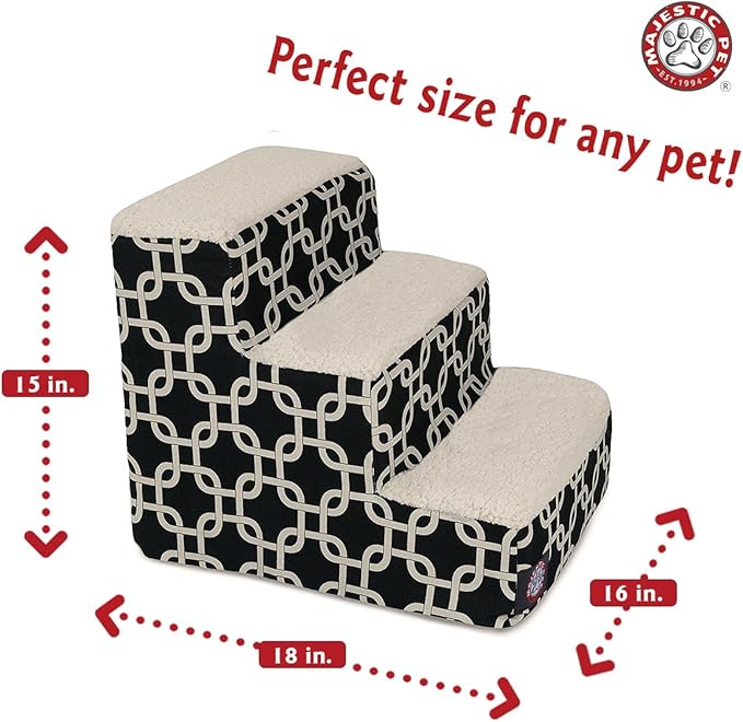 Majestic Pet 78899500187 Portable Pet Stairs | Soft Sherpa Steps Foam Feeling | Steps for Dogs & Cats | Dog & Cat Ramp | Perfect for Bed & Sofa | Indoor Only | Max Weight: up to 250 Lbs