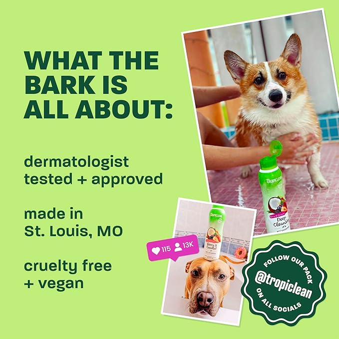 TropiClean Berry & Coconut Waterless Cat Shampoo | Deep Cleansing Dry Shampoo for Cats | Natural Cat Shampoo Derived from Natural Ingredients | Made in the USA | 7.4 oz.