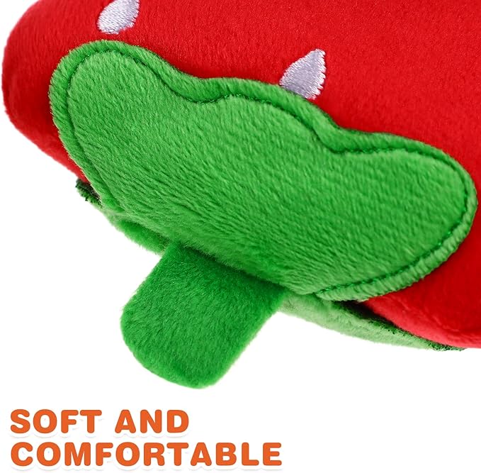 Beavorty Strawberry Squeaky Dog Toy 3.54 Inch Fruit Shape Pet Chew Toy for Puppies Cats 2 Pack Rubber Plaything to Reduce Destructive Chewing