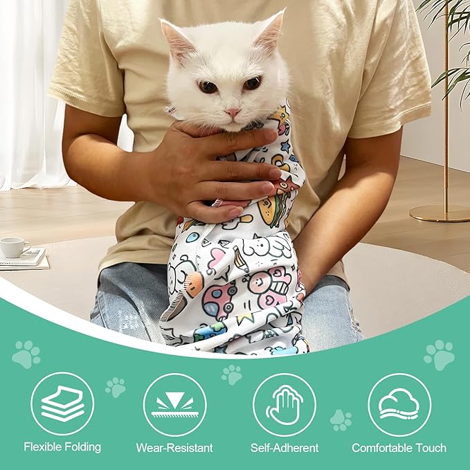 Cat Grooming Wrap for Nail Clipping, 27.6" Anti-Scratch & Escape-Proof Cat Restraint Swaddle, Pet Burrito Wrap Multifunctional Grooming Tool for Cats (Within 15lbs)