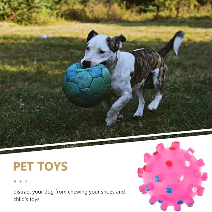 Beavorty Small Thorn Ball Dog Toy with Squeaker 2.75 Inch Vinyl Chew Ball Quack Sound Pet Toy for Interactive Play Stress Relief Cats Dogs