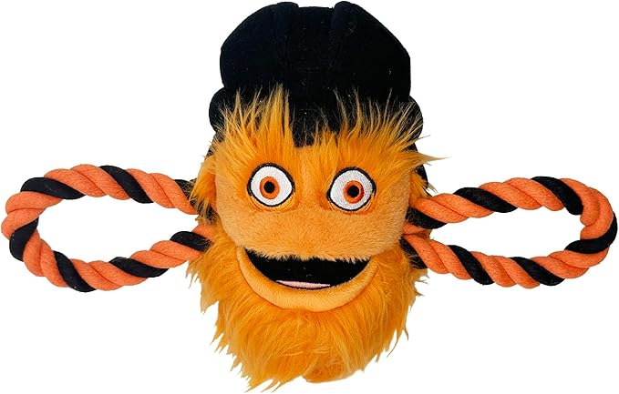Pets First NHL Philadelphia Flyers Mascot Toy for Dogs & Cats. Cute & Entertaining Face with Heavy-Duty Ropes. 7" Chewy Cartoon Toy with Inner Squeaker