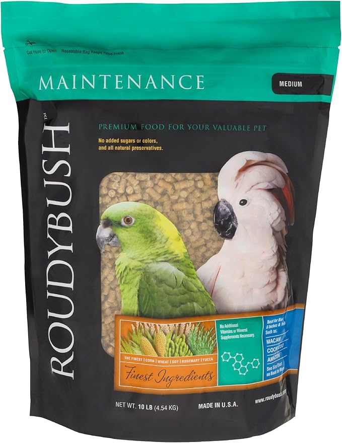 Roudybush Daily Maintenance Food for Birds - Scientifically Formulated Bird Feed - Bird Food Pellets w/Corn, Wheat, Soy & More - Nutritious & Healthy Feed for Birds (Medium, 10lb)