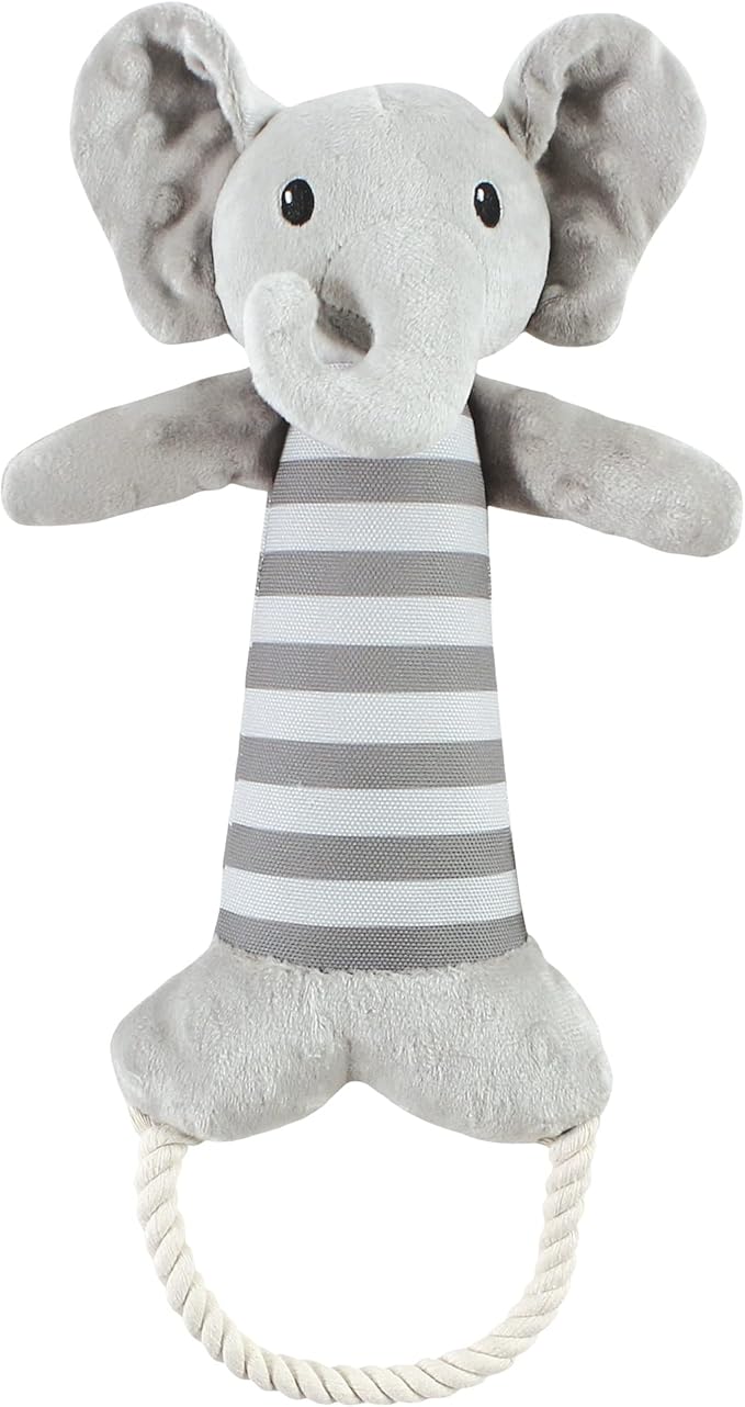 Luvable Friends Unisex Baby Squeaky Plush Dog Toy With Rope