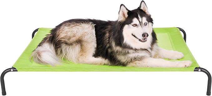 Furhaven Elevated Pet Cots - Cooling & Breathable Nylon Mesh Hammock for Large Dogs/Easy-to-Assemble/Durable and Reinforced/Perfect for Rest & Relaxation Outdoors - Gecko Green, Extra Large