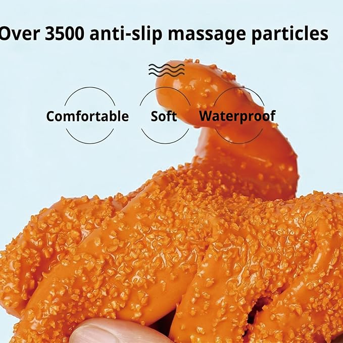 YOFANG 14" Long Pet Grooming Gloves for Washing & Hair Removal,Waterproof Rubber Cat Bite-Proof Brush Gloves,Dog Bath Glove with Soft 3500+ Particles Massage,Orange