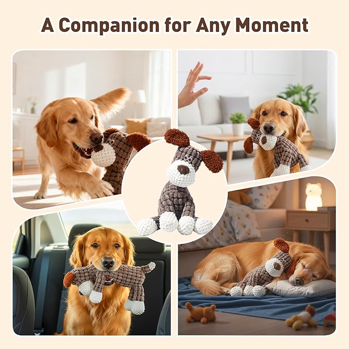 2026 New Dog Toys, Indestructible Plush Dog Toy for Aggressive Chewers, Interactive Squeaky Soft Puppy Chew Toy, Durable Teething Toys for Small Medium Large Dogs (Sky Blue)