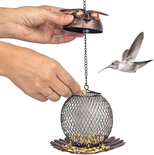 Bird Feeders for Outdoors,Vintage Metal Weatherproof | Owl-Shaped Large Capacity Bird Feeder - for Finch Bluebird Sparrow Birding Feeding Yard Deck Porch