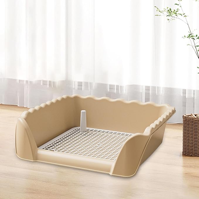 Dog Toilet Potty Trainer Pet Litter Pan with Post Training Tray for Puppy Rabbit Pets Indoor Outdoor Use 20.08 x 17.72 x 5.91 Inch- Coffee