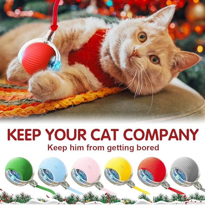 Interactive Rolling Cat Dog Ball Toy, Smart Automatic Moving Cat Toys for Indoor Cats, Self-Rolling Interactive Cat Toy Ball for Kittens & Small Dogs, Fun Gifts for People Who Love Cats (Yellow)