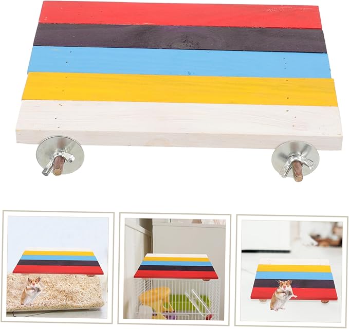 Sosoport Small Pet Toy Wooden Platform for Hamster Guinea Pig Bird Play Gym Perch Bird Cage Stand Easy Install