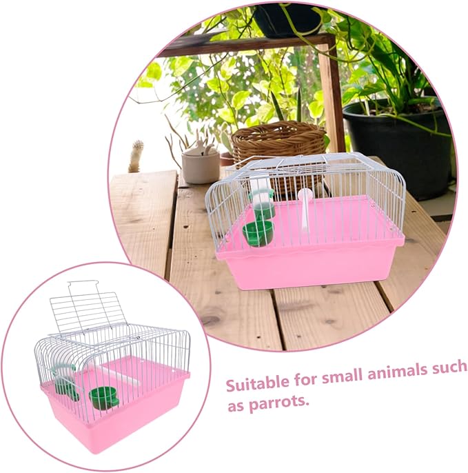 Milisten Portable Bird Cage for Birds Spacious Metal Carrier with Food Tray Water Dispenser for Parrots Lovebirds Comfortable Travel for Pet Birds