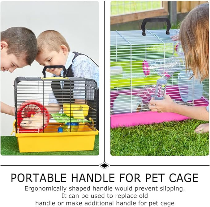 Ipetboom 10Pcs Pet Cage Crate Handles, Replacement Cage Handles Dog Crate Replacement Parts for Pet Cage Carrier for Squirrel Hedgehog Rabbit Chinchilla Hamster, Black