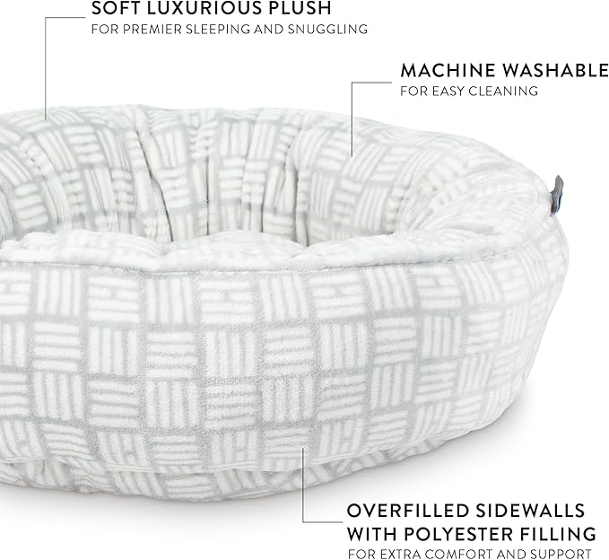 Fringe Studio Handdrawn Bookliner Gray Small Circle Microplush Pet Bed 18" - Poly Filled - Machine Washable (742006)