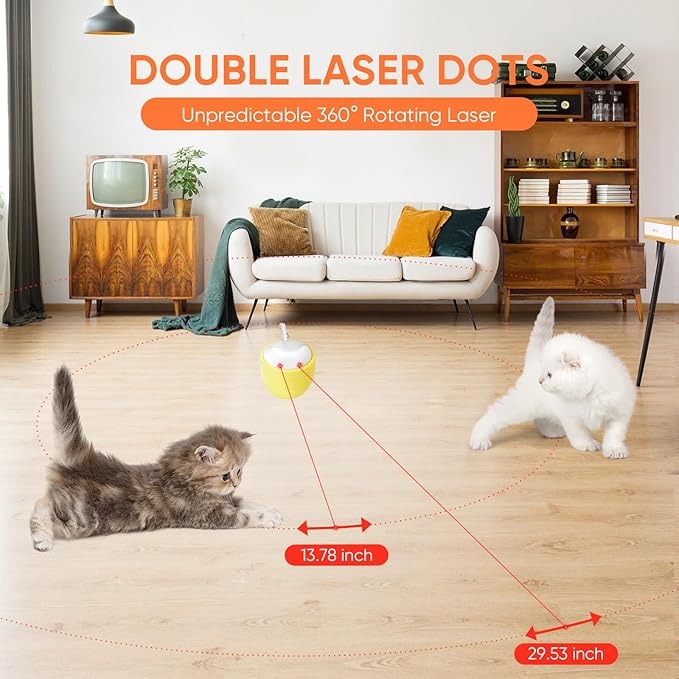 Pawingcat Cat Laser Toy Automatic Dual Laser Points Interactive Cat Enrichment Toys for Indoor Cats 3 Modes Lazer for Cats Birthday Gift