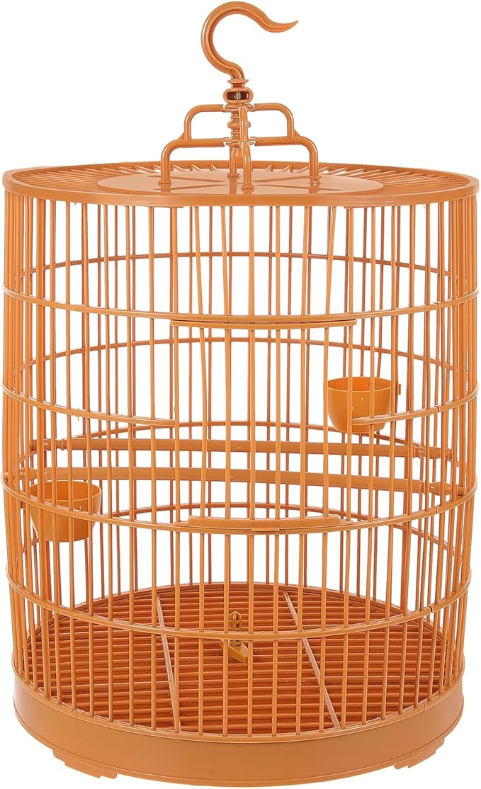 Angoily Plastic Hanging Bird Cage for Small Pet Birds and Cockatiels, Round Top 30cm, Indoor Use, Lightweight Sturdy Plastic Cage with Hanging Hook for Parrot and Budgie Nesting