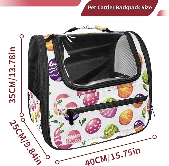 Easter Eggs (3) Cat Backpack Carrier, Breathable Cat Carrier Large Space Bubble Pet Backpack for Kitty Small Dog