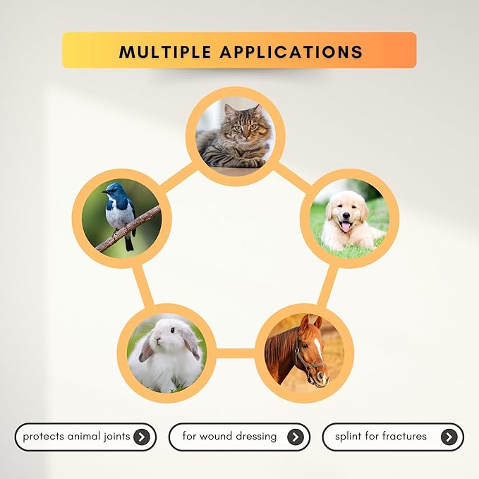 Eco-Fused Self-Adhering Bandage - Injury Wrap Tape for Pets, Dogs, Cats, Horses - Pack of 12 - Dog Bandages for Legs - Prevent Licking - Does not Stick to Hair - Elastic, Water Repellent, Breathable