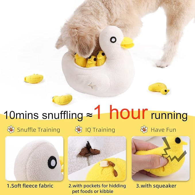 Pet Snuffle Mat for Dogs Cats Boredom, Dog Educational Sound Toys, Interactive Feed Game Toys, Encourages Natural Foraging Skills for Cats Dogs, Stress Relief, be Smarter (Duck & Little Duck)