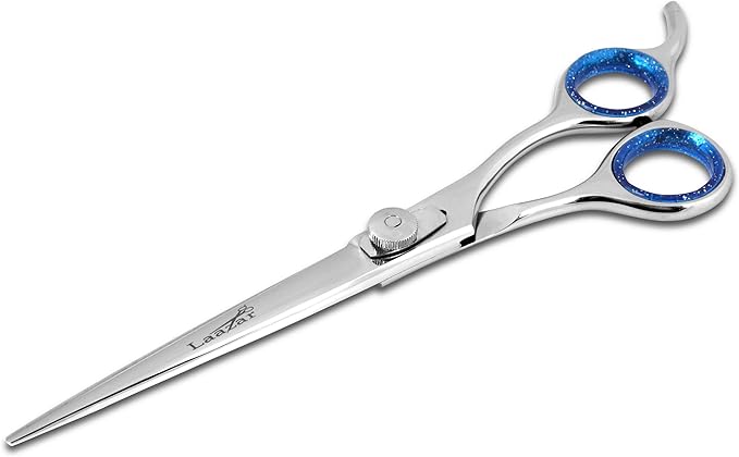 Laazar Pro Pet Grooming Scissors, Premium Steel Dog Grooming Shears with Blue Handles, Long-Lasting Sharp Blades (Straight, 9 Inches)