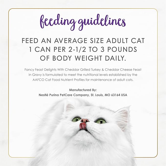 Purina Fancy Feast Delights With Cheddar Grilled Turkey and Cheddar Cheese Feast in Wet Cat Food Gravy Cat Food - (Pack of 24) 3 oz. Cans