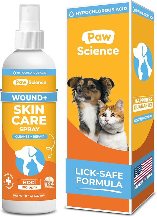 Paw Science Skin & Wound Care Spray for Dogs & Cats – Lick-Safe Antiseptic Healing Aid, Itch Relief & Skin Repair Treatment for Hot Spots, Rashes, Cuts, Burns, & Irritation