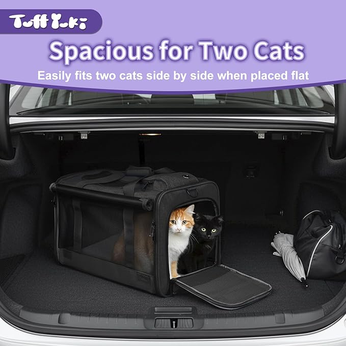 Pet Carrier for Medium-Small Cats, Collapsible Cat Carrier and Soft-Sided Pet Carrier for Medium Big Cats and Puppy Up to 17lbs, 2-Way Entry with Privacy Cover, Travel Bag L18.12”X11.81”X11.81”