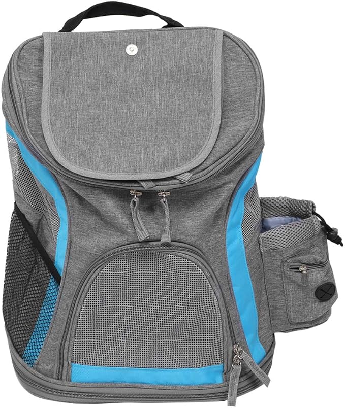 Folding Pet Carrier Backpack, Breathable Cat Carrying Bag with Mesh Ventilation and Snack Pockets for Outdoor Travel, Shoulder or Hand Carry Use