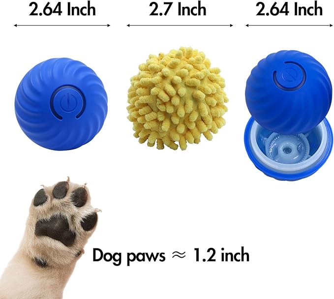 Interactive Dog Ball Toys - For Smart Small Medium Dog Toys to Keep Them Busy with 2 Cover, Automatic Rolling and Jumping Pet Balls Ball for Dogs, Pet Interactive Toy Balls - Rechargeable, Blue