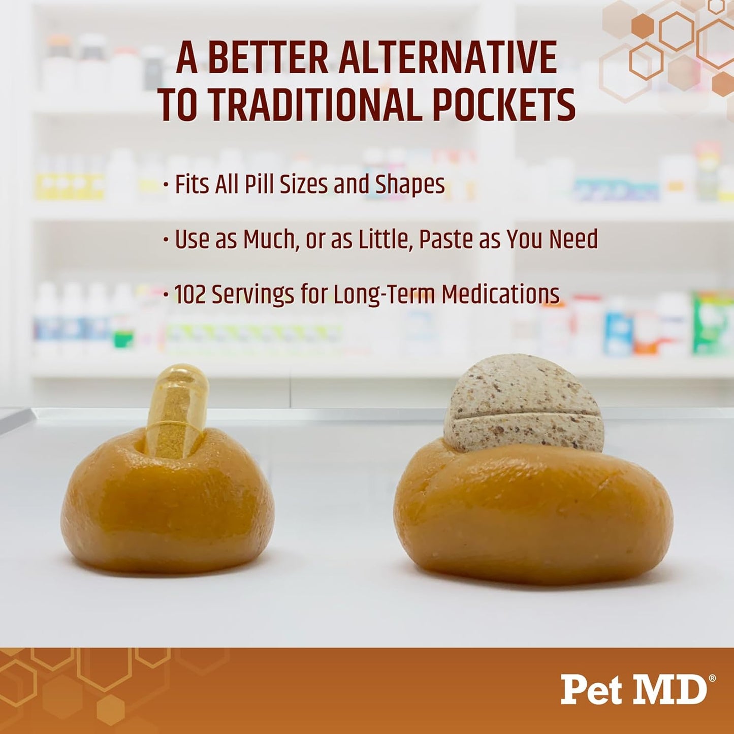 Pet MD Wrap A Pill Peanut Butter Flavor Pill Paste for Dogs - Make a Pocket or Pouch to Hide Pills & Medication - 8 oz