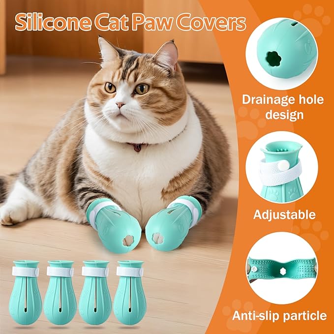 Adjustable Cat Muzzle for Grooming and Biting Prevention, Breathable TPU Material with 4 Anti-Scratch Gloves for Nail Trimming Bathing Vet Visits