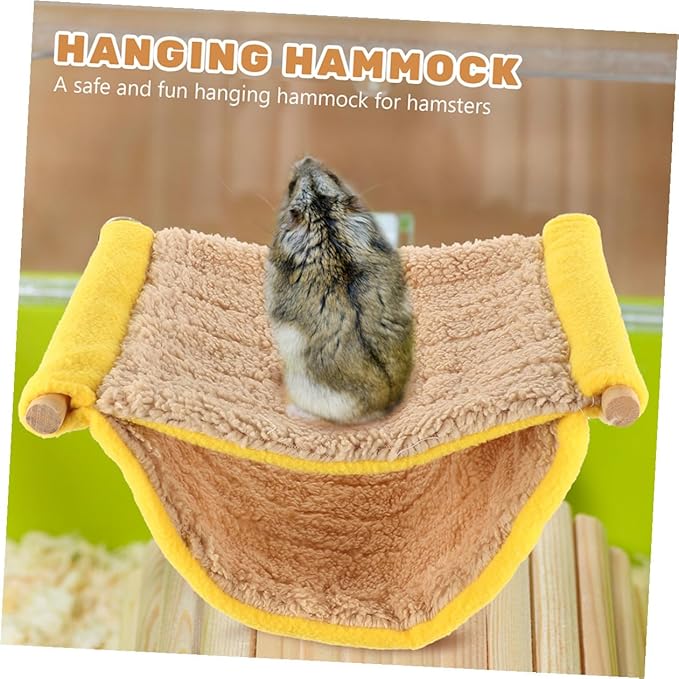 Small Animal Hammock Dual Layer Hanging Plush Nest Pet Bed for Hamsters Squirrels Birds Cage Accessories Yellow Cozy Sleeping Hut