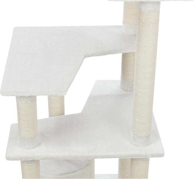 TRIXIE Seli Cat Tree – Cat Tower with Sisal Posts, Condo, Padded Platforms & Hanging Toy – Cat Furniture for Indoor Cats – Cream, 21.1" x 21.1" x 59.1"
