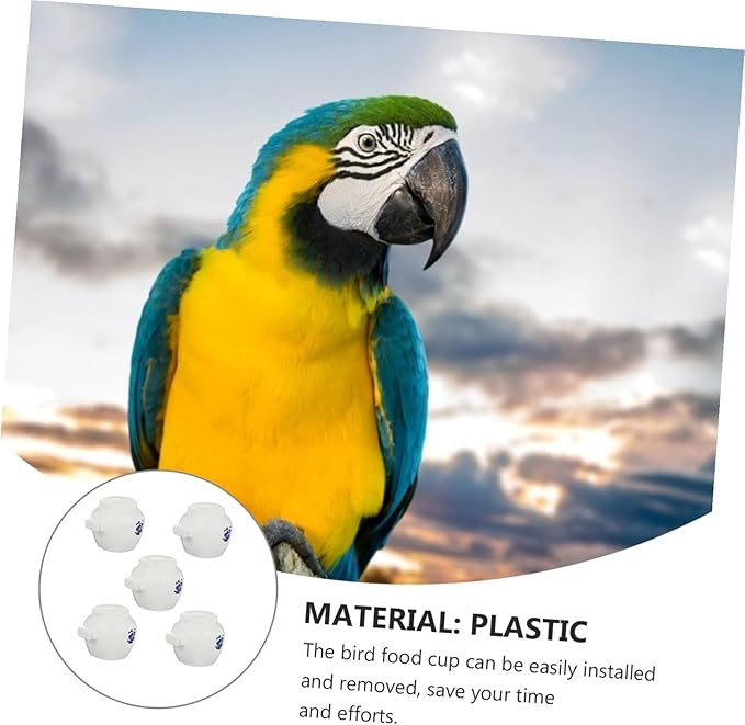 5pcs Small Blue and White Porcelain Style Parrot Bowls Bird Feeding Cups Water Dishes for Cockatiels Parakeets Bird Cage Accessories