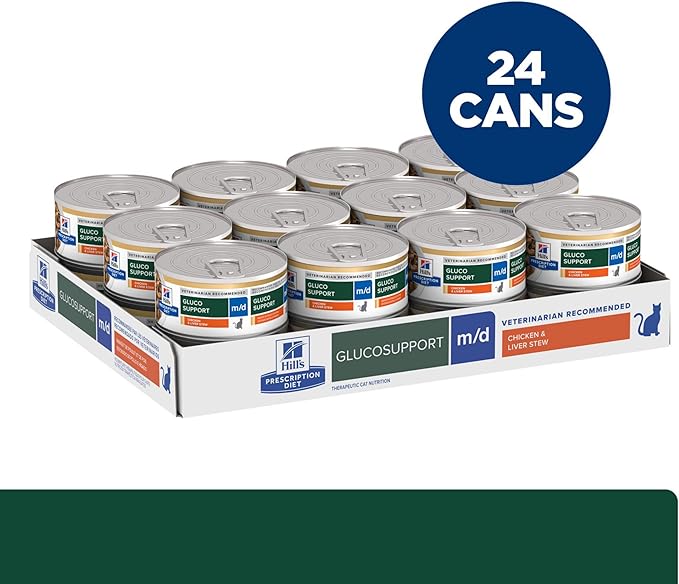 Hill's Prescription Diet m/d GlucoSupport Wet Cat Food, Chicken & Liver Stew, 2.9 oz. Cans, 24-Pack