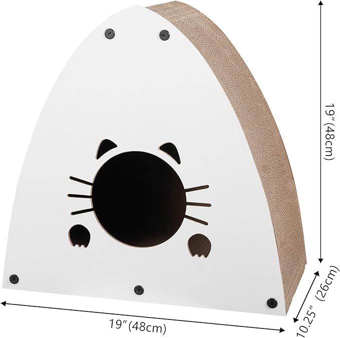 CSR1006G Koko 19" Modern Cardboard Triangle Cat Cave Scratcher with Catnip, Gray, 2-in-1 Corrugated Cat House Hideaway & Scratching Board for Cats, Durable Furniture Protector