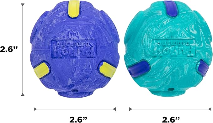 Outward Hound FlyFetch Rubber Fetch Ballz Dog Toy, Bounces & Floats, Launcher Compatible, 2.6", 2-Pack