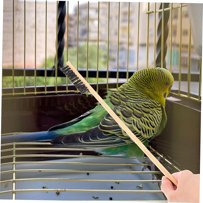 Luxshiny 2Pcs Bird Cage Cleaner Brush Set Versatile Cleaning Tools for Small Animal Cages Includes Droppings Shovel Brush Durable for Pet Bird Supplies