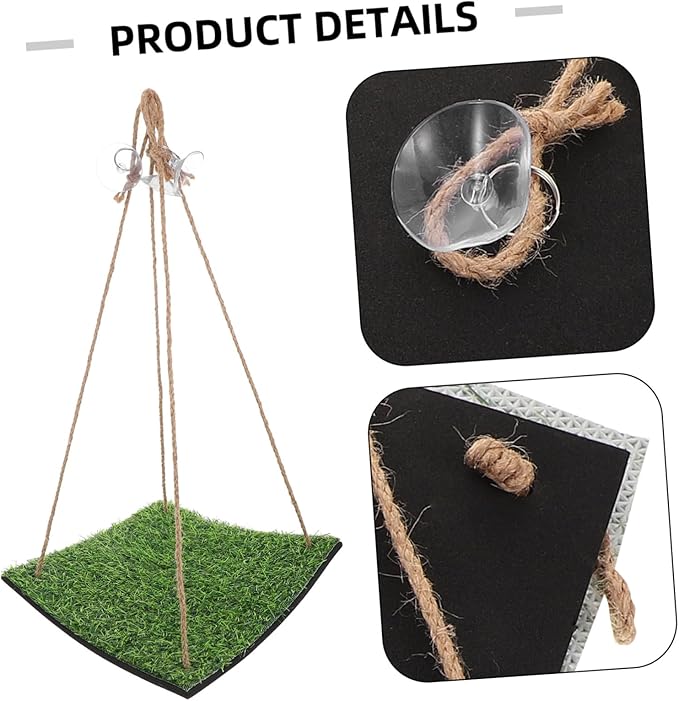 COLLBATH Artificial Grass Hammock for Small Pets Gecko Climbing Net and Bird Cage Accessory Indoor Outdoor Use Fun Habitat Enhancer for Lizards and Birds