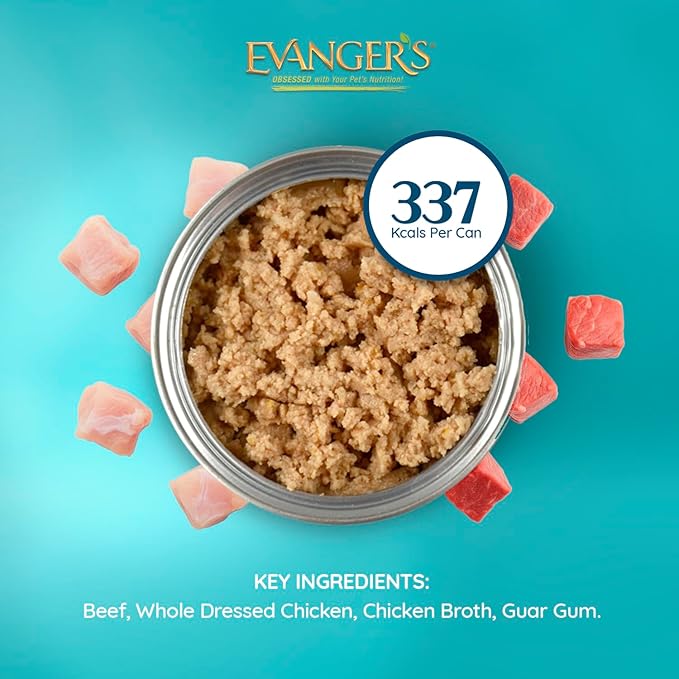 Evanger's Heritage Classic Beef with Chicken Dog Food – 12 Count, 12.5 oz Each – Loaf Style Recipe with Beef & Chicken – Wet Dog Food – Grain & Gluten Free