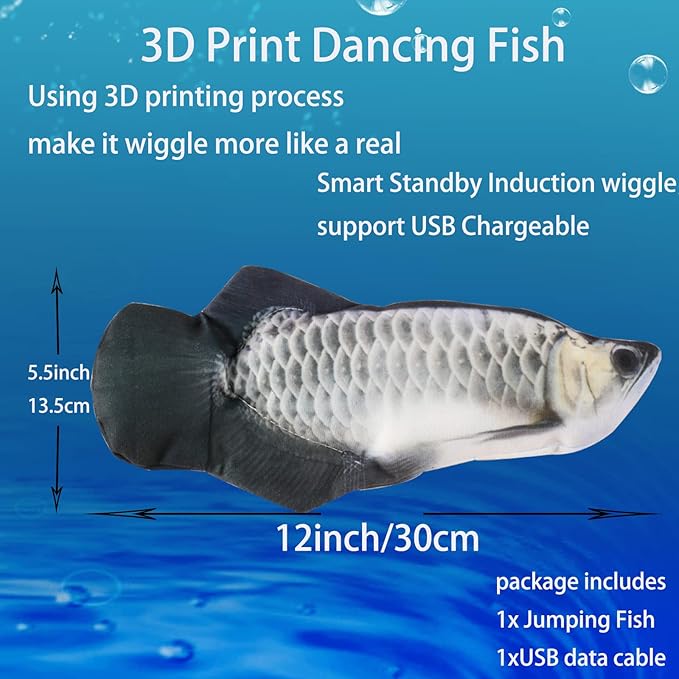 VAIZIQ Flopping Fish Realistic Rocking Dog Toy - Interactive Pet Toys for Small/Medium Dog Exercise