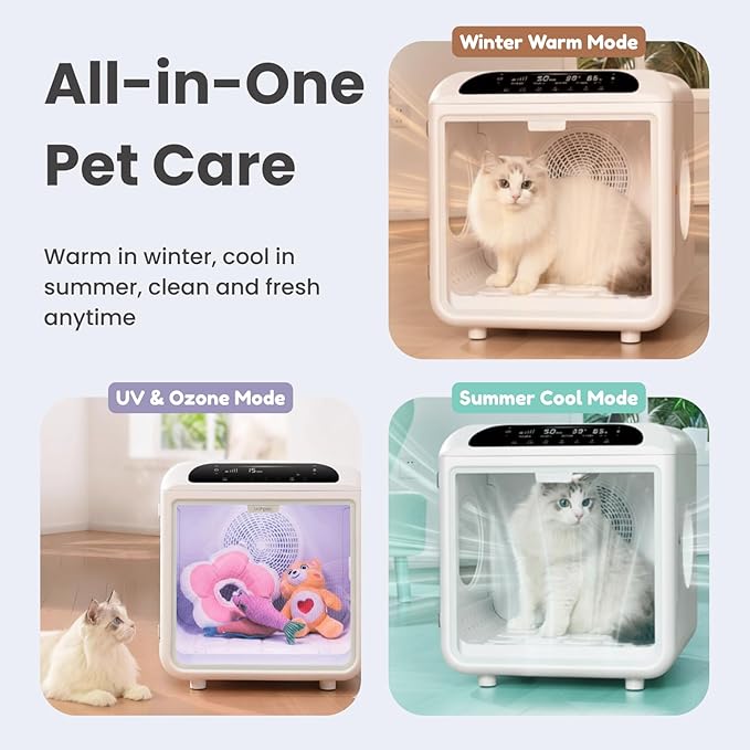 Cat Dryer Pet Dryer Box Dog Drying Machine – Quick & Comfortable Drying with 20 Air Vents, Low Noise, Gentle Fur Care, Smart App & Safety Features, All-Season Grooming